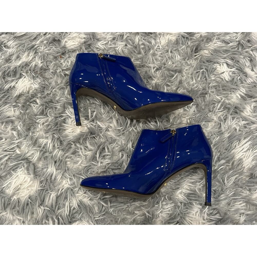 Gucci Blue Patent Leather Pointed Toe Booties 37.5 - Picture 5 of 11
